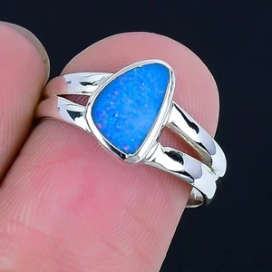 Natürlicher australischer Opal massives Silber Cluster neu Verlobungsring Boho Größe 7,5 - Bild 1 von 7