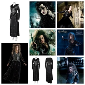 2024 Harry Potter:Bellatrix Lestrange Cosplay Black Deluxe Costume+belt fullsets - Bild 1 von 12
