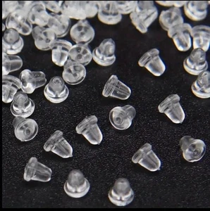Earring Backs Plastic Soft 4mm Stopper Stud Ear Nuts 0.5mm Hole 200 Per Pack UK - Picture 1 of 8
