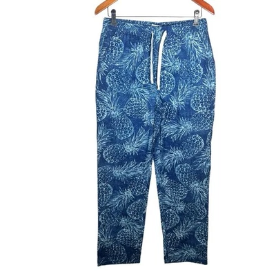 Pantalones de salón de algodón PJ de piña estampados azul marino antiguos talla mediana nuevos con etiquetas Foto 1 de 4