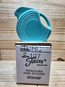 Fiesraware Turquoise Miniature Disc Pitcher Creamer New In Box - Picture 1 of 9