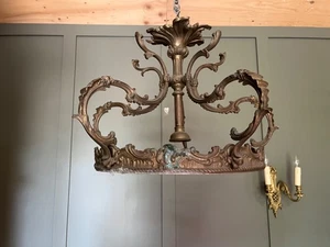 Plafoniera antica ottone stile gotico fine 1800 insolita - Foto 1 di 11