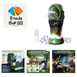 30000mAh Rechargeable Mist Fan - RGB Aesthetics & Remote Control for Outdoor Use - Picture 1 of 9