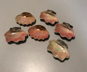 6 Vintage UCAGCO Japan Lusterware Iridescent Shell dishes cups ashtrays - Picture 1 of 8