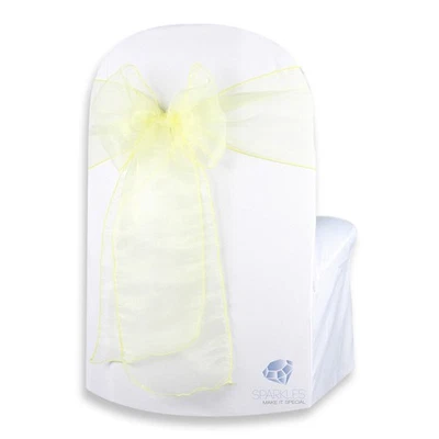 10 pcs Organza Chair Cover Bow Sash 108"x8" - Yellow - Wedding Party Banquet gw - Image 1 of 4