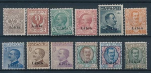 1912 COLONIE LIBIA SOPRASTAMPATI 12 FRANCOBOLLI MLH F/4269 - Picture 1 of 1