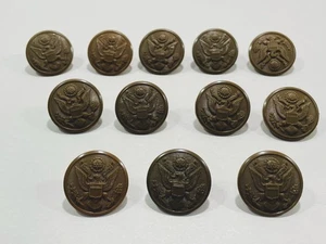 LOTTO VINTAGE 12 US Army grande cappotto bottone marrone plastica Vietnam epoca uniforme bottone 1" - Foto 1 di 6