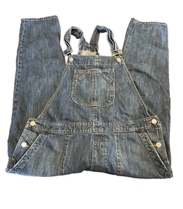 Gap Denim Bib Overalls Women’s Jean Blue Indigo Slouchy Crop Adjustable Straps M - Picture 1 of 9