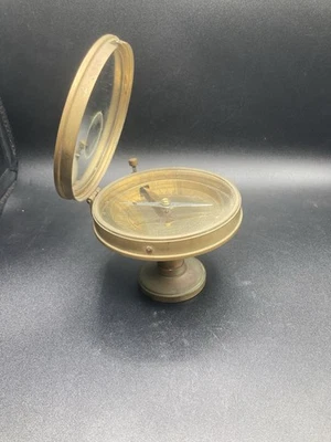Antique ELLIOT BROS LONDON BRASS NAUTICAL COMPASS WITH MIRROR - Image 1 of 4
