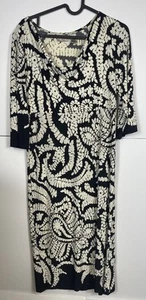 Chico's mehrfarbiges Etuikleid Midi 0 schwarz weiß Blumen Blätter - Bild 1 von 4