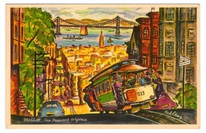 Nob Hill San Francisco Cable Car Posted 1952 Postcard Ted Lewy - Picture 1 of 2