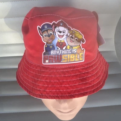  Nickelodeon Boys Paw Patrol Red and White Bucket  Hat Summer Sun - Image 1 of 4