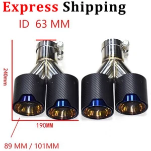 For BMW 2.5'' 63mm-101MM Out Customized size Carbon Fiber Car Exhaust Tips Pipe - Picture 1 of 7