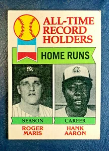 1979 Topps Roger Maris/Hank Aaron #413 portarécords de recursos humanos Nueva York/Atlanta - Imagen 1 de 6