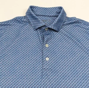 Johnnie O Carter Polo Shirt Men's Medium Blue Geometric Print Performance - Picture 1 of 10