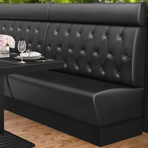DENVER | Gastrobank | B:H 120 x 128 cm | Schwarz | Chesterfield Raute | Leder... - Bild 1 von 12