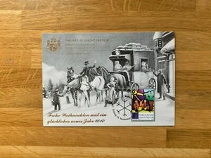 LIECHTENSTEIN 2009 MAXICARD FDI CHRISTMAS BETHLEHEM JOURNEY COACH & HORSES - Picture 1 of 2