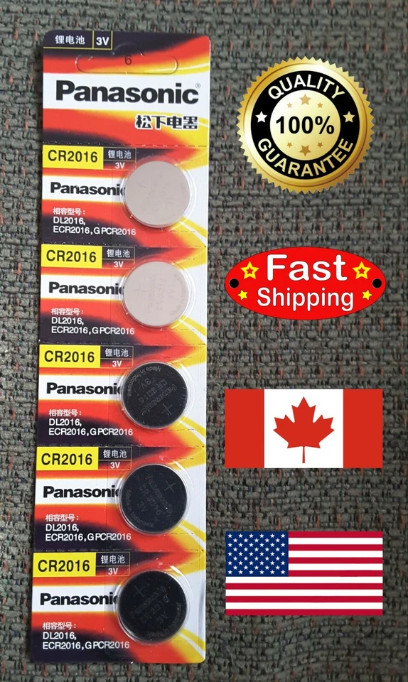 5 pcs Panasonic CR2016, BR2016, DL2016, 3V, Lithium Battery. EXP 2030 - Imagem 1 de 1