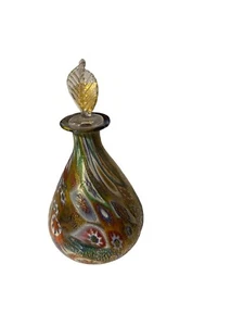 BOTELLA DE PERFUME DE VIDRIO ARTÍSTICO MURANO MILLEFIORI DE COLECCIÓN Y DAUBER - MANCHA DORADA - Pegatina - Imagen 1 de 8