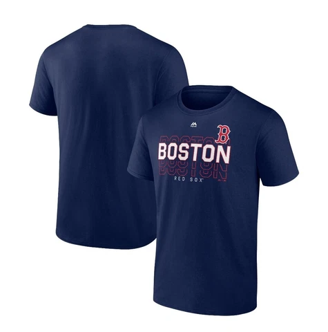 Boston Red Sox MLB Men's Majestic Navy Short Sleeve Team T-Shirts Tee: L-2XL Cover