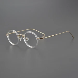 Gafas redondas ultraligeras de acetato de titanio con marco para ojos retro japonesas pequeñas 7 g - Imagen 1 de 21