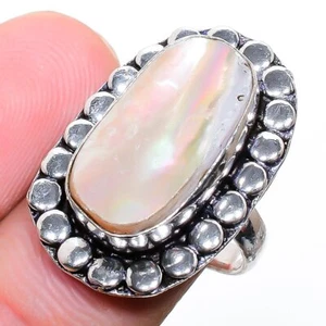 Mother Of Pearl Handmade Gemstone 925 Sterling Silver Jewelry Ring 5.5 - Picture 1 of 6