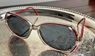 Очки солнцезащитные Gucci винтажные GG 2102 48E хрустальные вишневые красные квадратные оправы 140 Италия - Изображение 1 из 4