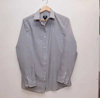 Camisa H&M Gris Manga Larga Silm Fit Talla M - Buen Estado Foto 1 de 4