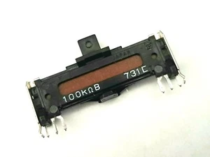 2x Mini Slide Potentiometer 100k Lin Dual Pot Centre Detent - 100KB - JAPAN -NOS - Picture 1 of 3