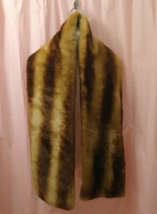 Sciarpa in vera pelliccia stola scialle scuro n marrone chiaro 71 x 9" circa PLS LEGGI - Foto 1 di 9