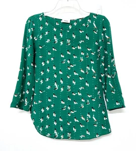 Akris Punto Flip Print Motion Gymnastics Silk Top Blouse Green White Man Dots 4 - Picture 1 of 16