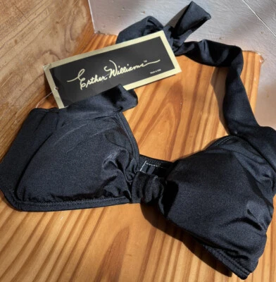 Nuevo con etiquetas Top de bikini Esther Williams talla 4 negro estilo vintage Foto 1 de 2