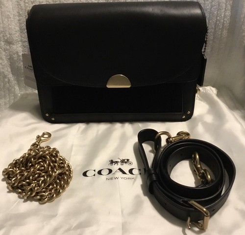 Borsa a tracolla Coach Dreamer in pelle mista nero oro #73547