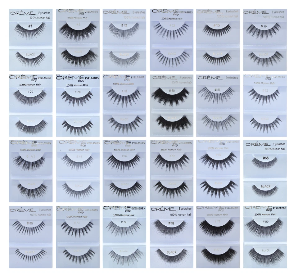 12 pares, 6 pares de pestañas crema 100 % cabello humano 24 estilos Foto 1 de 1