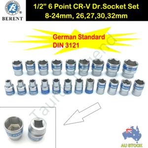 21PC 1/2" Drive German Standard Socket Set Metric (8-24mm, 26,27,30,32mm) - Picture 1 of 5