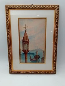 quadro gondola veneziana firma E. Brunella 1945 tecnica acquarello - Foto 1 di 2