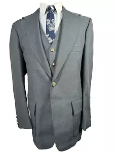 VINTAGE Mens Gray Classic Fit Polyester 2 Piece VEST Combo PAIR 40L Jacket - Picture 1 of 12