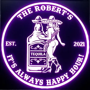 Custom Tequila, Beer. LED Sign Personalized, Home bar pub Sign, Lighted Sign, - Picture 1 of 6