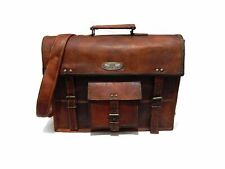 Leather Men Vintage 6 Size Laptop Messenger S Shoulder Brown Briefcase Satchel