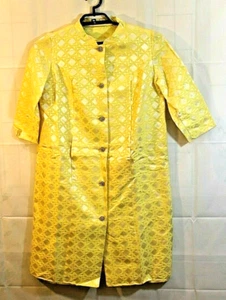 Vestido de Maternidad Ed Volin Nueva York Vintage Años 60 Amarillo Estrás Botones Talla 8 - Imagen 1 de 5