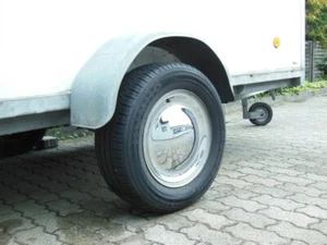 2 Stück Radkappe 14" verchromt aus Metall für Anhängerfelgen - Bild 1 von 7