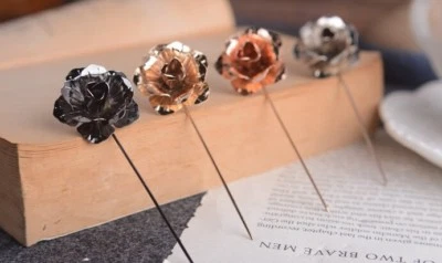 Rose Flower Lapel Pin 4 Colors Brooch Pin, Men Women Suit Wedding Accessories - Image 1 of 4