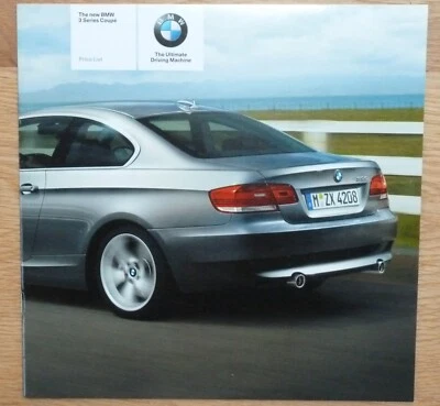 BMW 3 SERIES E92 COUPE PRICE LIST BROCHURE 2006 (320i 325i 330i 335i ) ENGL VGC - Image 1 of 4
