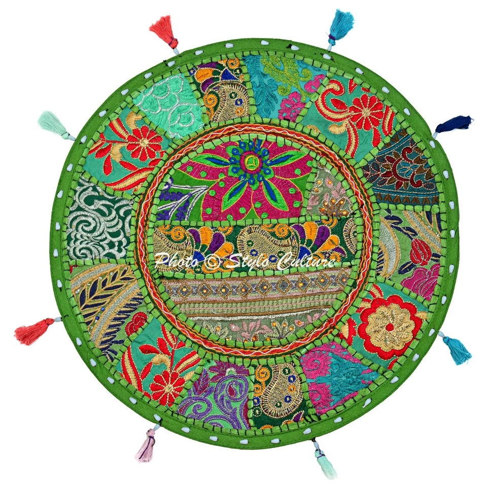 Funda de cojín de piso vintage Kantha patchwork puf otomano decorativo indio Foto 1 de 1