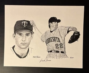 Frank Nareau Autographed Brad Radke Minnesota Twins Drawing Print 14”x11”- 2001 - Picture 1 of 6
