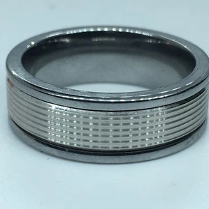 8mm Band with Classic Tungsten and Serrated 14K White Gold Core  #25 - Imagen 1 de 5