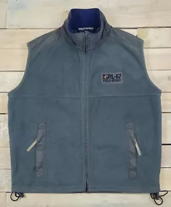 Gilet vintage anni 90 Ralph Lauren POLO SPORT full zip grigio riflettente pile taglia L - Foto 1 di 9