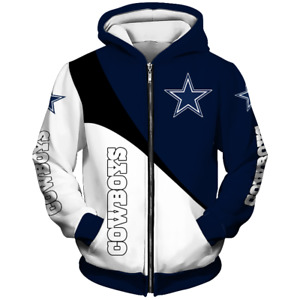 Dallas Cowboys Football Zipper Hoodie Hooded Sweatshirt Casual Jacket US Size