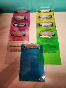 Bundle of 9 Plexiglass 5.5×8 Clipboards 2 Red, 2 Yellow, 2 Green, 2 Clear, 1 Blu - Picture 1 of 3