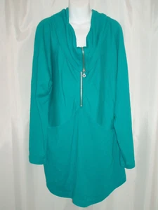 SOFT SURROUNDINGS Size 2X TIME OUT TUNIC TOP Cowl Collar TURQUOISE Cotton NWT - Picture 1 of 3